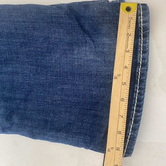 Rock & Roll Denim Riding Jeans Womens W36 L36 Mid Rise Boot Cut Thick Stitch Wes - Picture 11 of 12